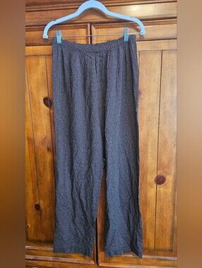 Vintage Mandy Evans Bossy Print Pull-On Casual Pants Size L Made in Canada Y2K